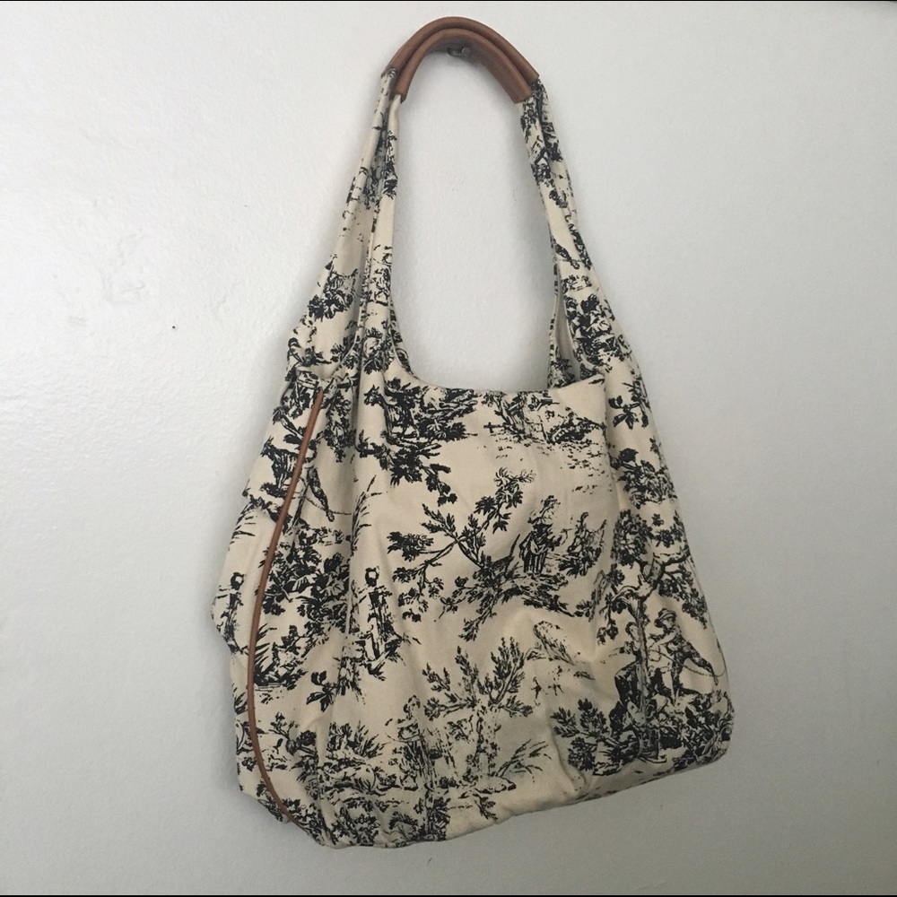 Miss Allbright Canvas Leather Trimmed Bag Tote EUC